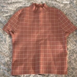 Maeve Pink Checkered Knit Top